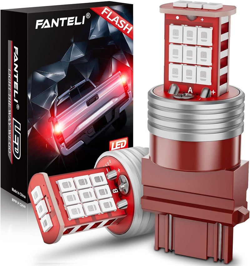FANTELI 3157 LED Bulb Flashing Brake Lights, 300% Brighter 3156 3047 3057 3457 4157 4057 Plug and Play Strobe Blinking LED Stop Tail Lights, Brilliant Red - Image 1